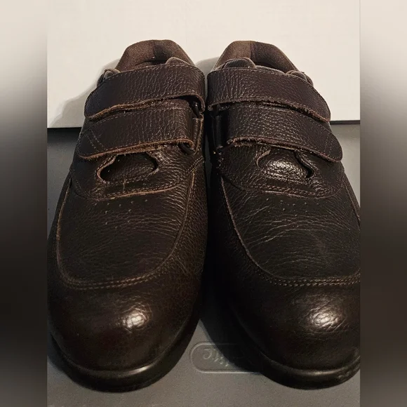 PW Minor Mens Shoes 9 Dark Brown Leather Velcro - Picture 3 of 12